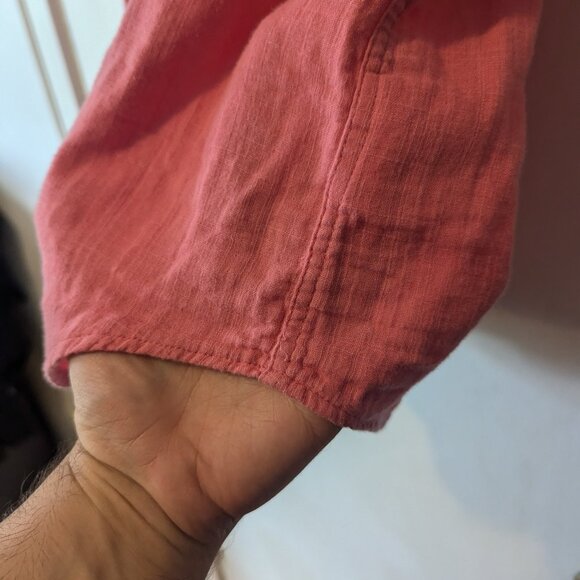 NAKED & FAMOUS - Pink cotton short sleeve shirt - Sz XL - Picture 4 of 7